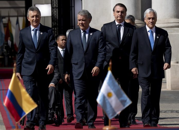 Presidentes de 7 países de Sudamérica reunidos en sesión de Prosur