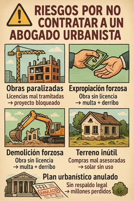 riesgos por no contratar a un abogado urbanista infografía
