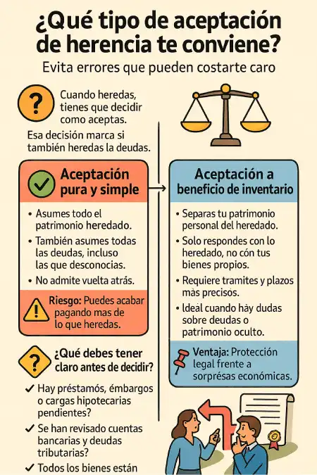 qué tipo de aceptación de herencia te conviene infografía