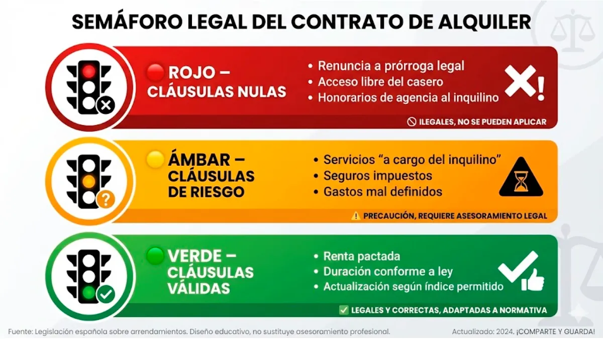 “Semáforo legal del contrato de alquiler” infografía