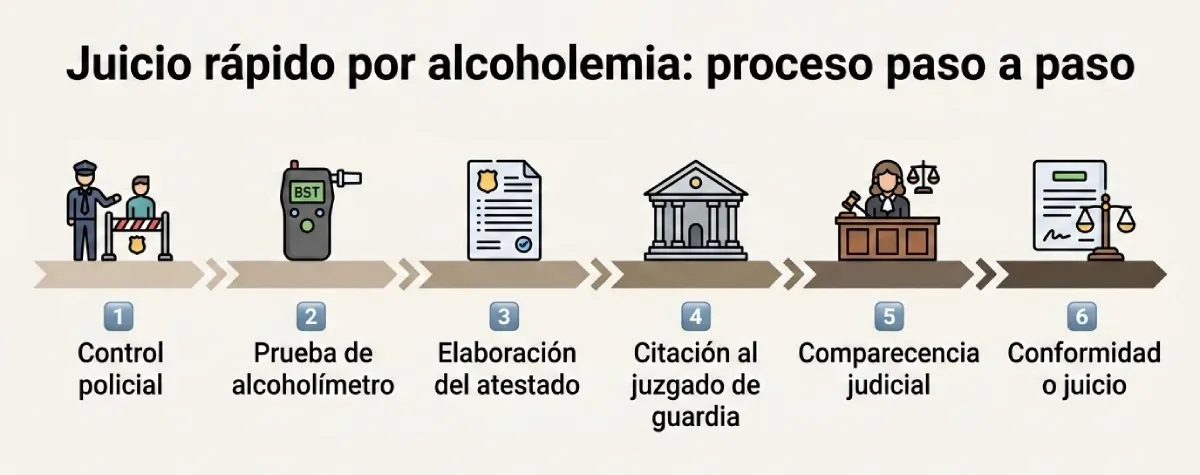 juicio rápido por alcoholemia en España paso a paso