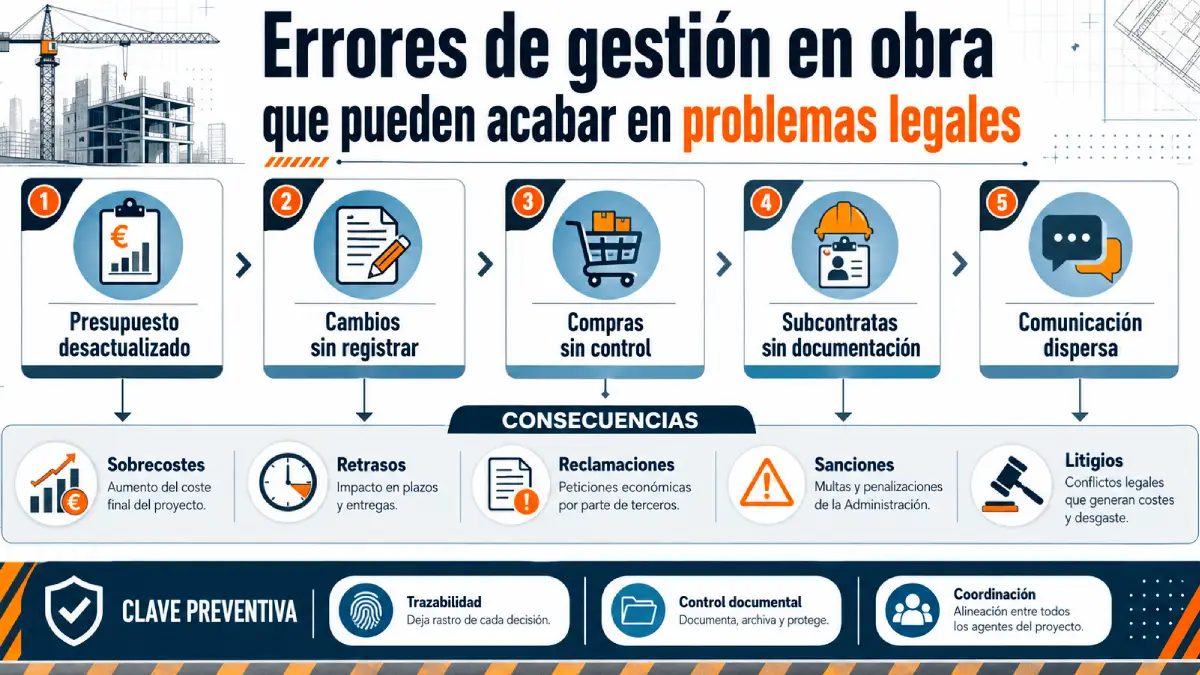 errores de gestión de obra infografía