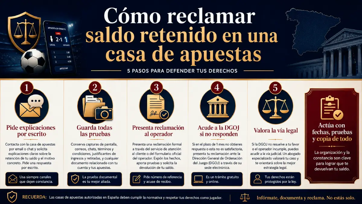 cómo reclamar en saldo retenido en una casa de apuestas infografía