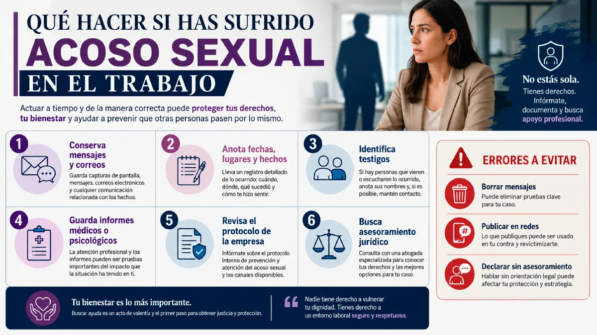 qué hacer si has sufrido acoso sexual en el trabajo infografía