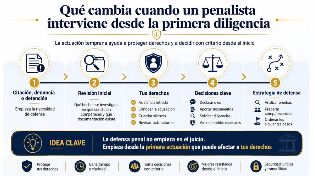 qué cambia cuando penalista interviene desde la primera diligencia infografía