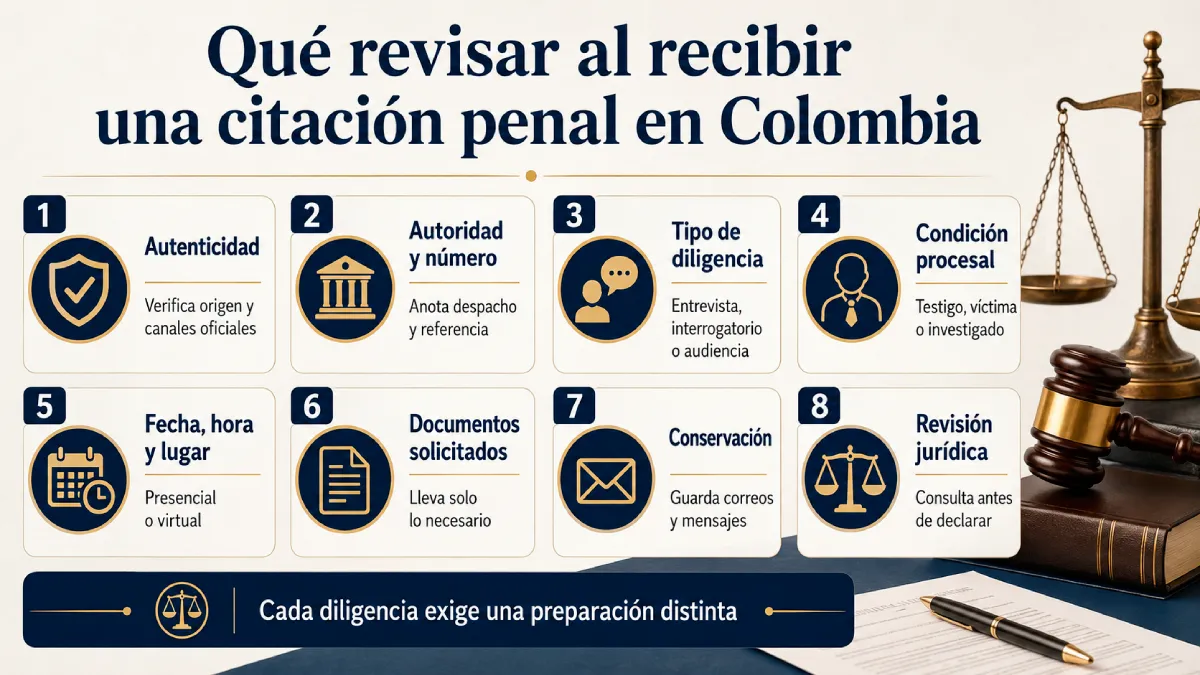 qué revisar al recibir una cituación panel en Colombia infografía