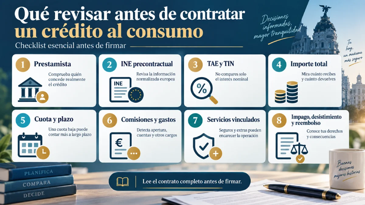 qué revisar antes de contratar un crédito al consumo en España infografía